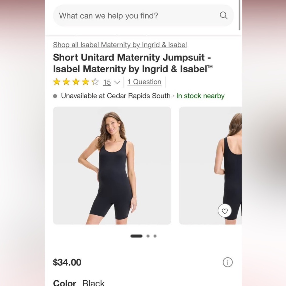 Ingrid & Isabel Black Maternity Romper